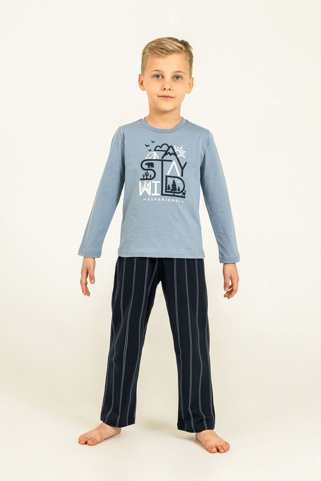 Arnetta Baba Oğul Stay Wild Mavi Uzun Kol Pijama Takım AR3829-A-V1