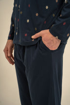 Arnetta Erkek Desenli Lacivert Gömlek Pijama Takımı AR3854-S-V1