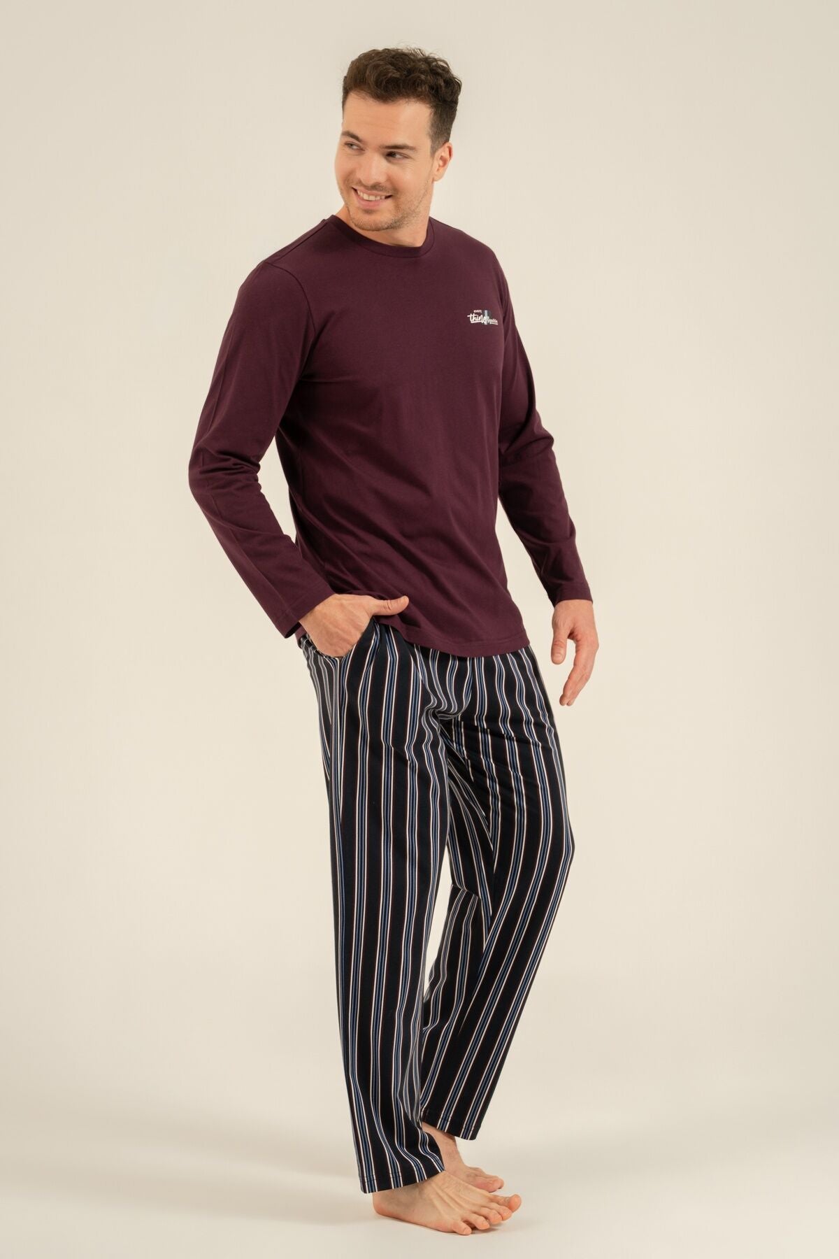 Arnetta Erkek Everything Is Possible Mor Uzun Kol Pijama Takım AR3835-S-V1