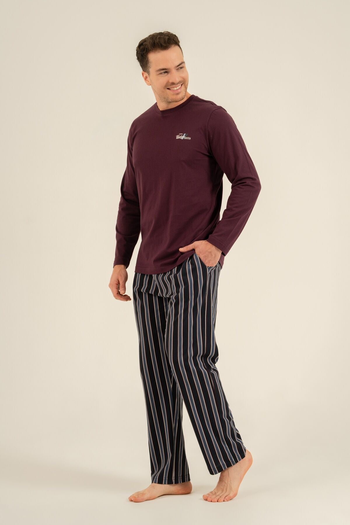 Arnetta Erkek Everything Is Possible Mor Uzun Kol Pijama Takım AR3835-S-V1