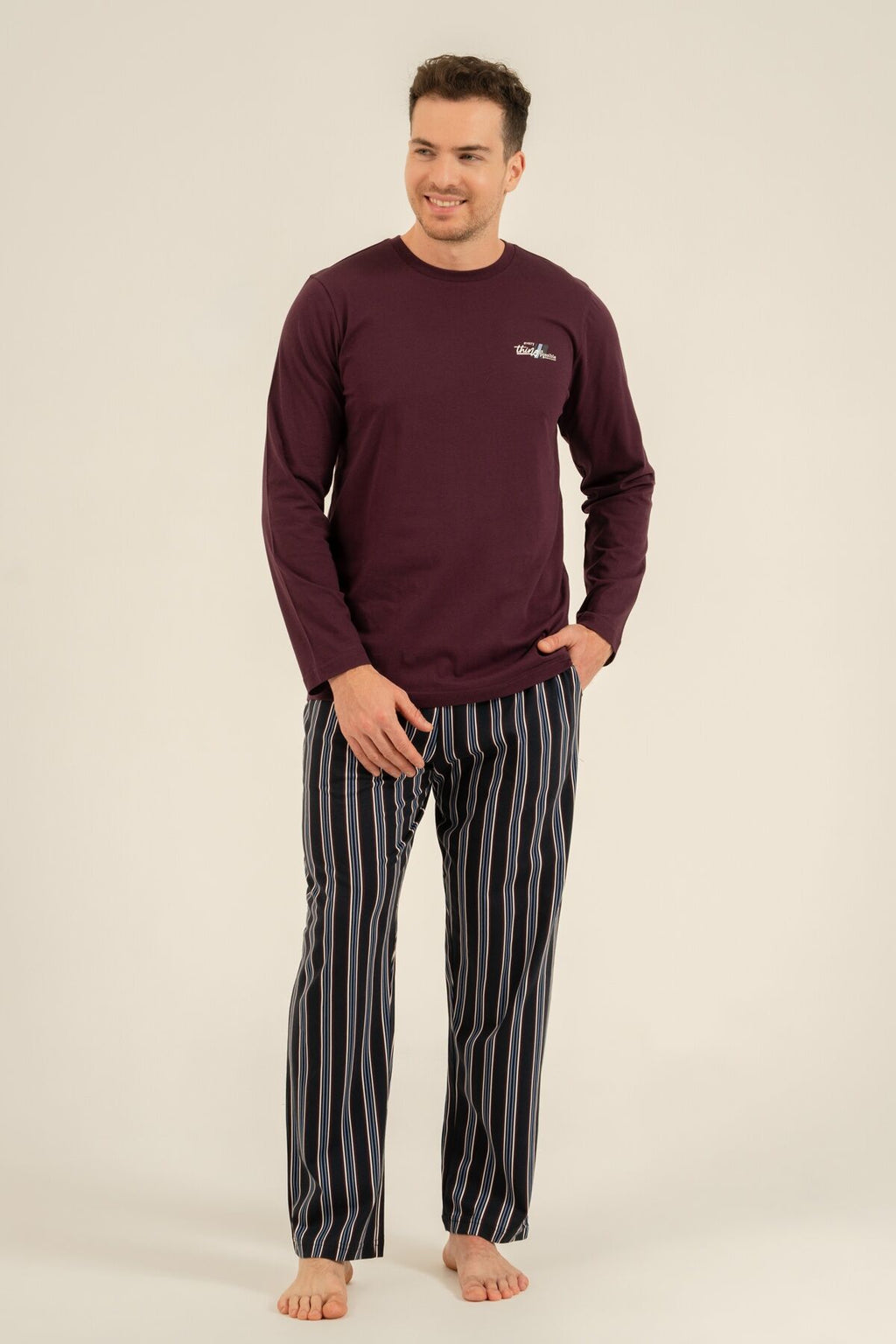 Arnetta Erkek Everything Is Possible Mor Uzun Kol Pijama Takım AR3835-S-V1