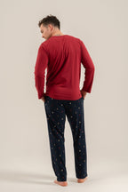 Arnetta Erkek Just Breathe Bordo Uzun Kol Pijama Takım AR3853-S-V2