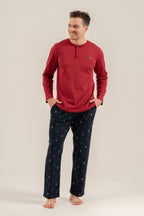 Arnetta Erkek Just Breathe Bordo Uzun Kol Pijama Takım AR3853-S-V2