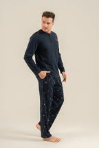 Arnetta Erkek Just Breathe Lacivert Uzun Kol Pijama Takım AR3853-S-V1