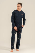 Arnetta Erkek Just Breathe Lacivert Uzun Kol Pijama Takım AR3853-S-V1