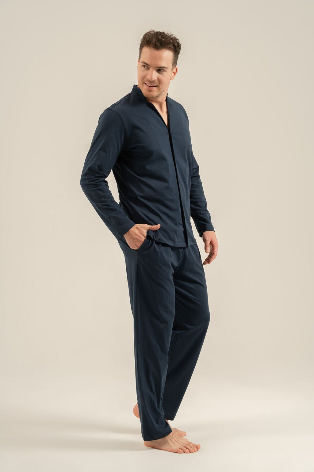 Arnetta Erkek Lacivert Gömlek Pijama Takımı AR3857-S-V1