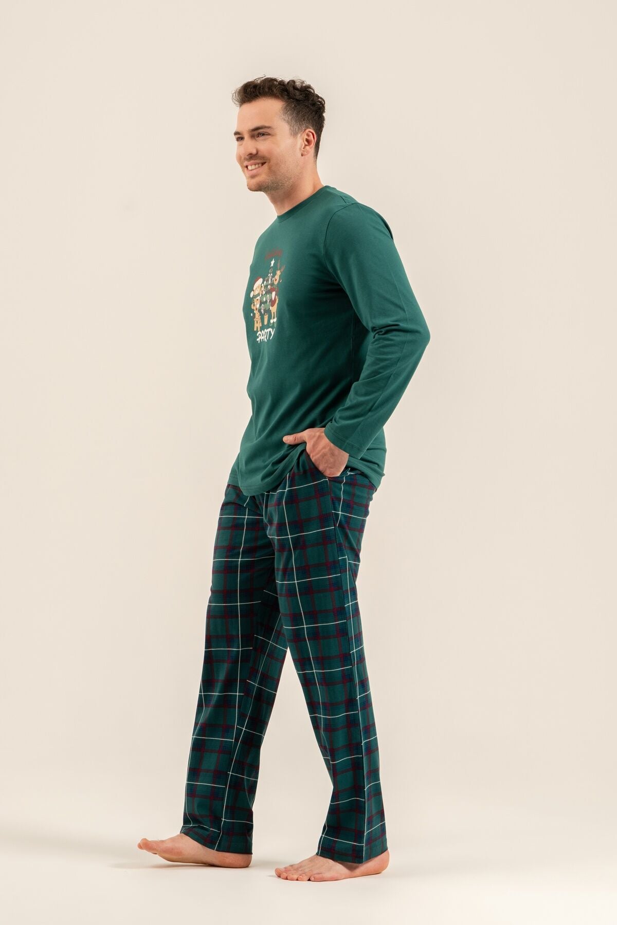 Arnetta Holiday Party Erkek Baba Oğul Bordo Uzun Kol Pijama Takım AR3822-A-V1