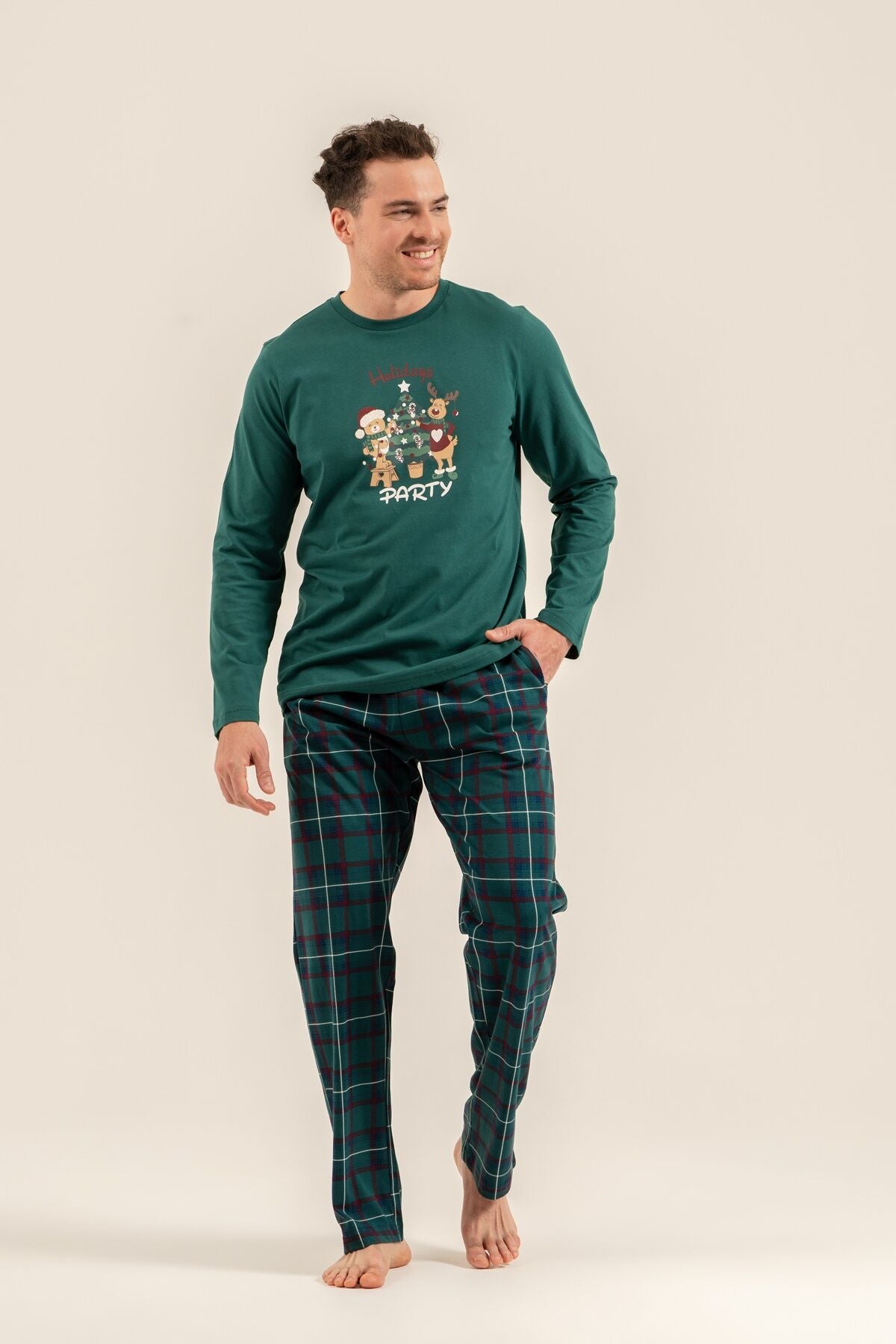 Arnetta Holiday Party Erkek Baba Oğul Bordo Uzun Kol Pijama Takım AR3822-A-V1