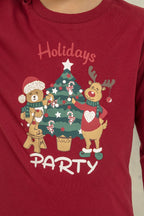 Arnetta Holiday Party Erkek Baba Oğul Bordo Uzun Kol Pijama Takım AR3822-A-V1