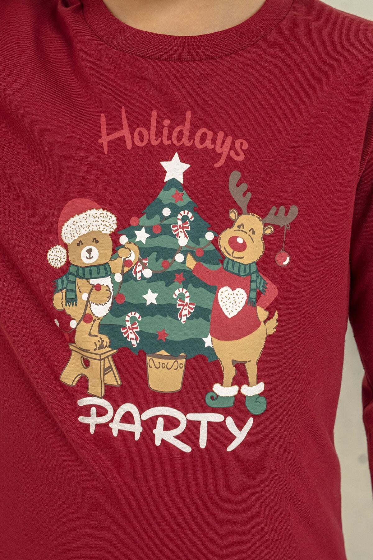 Arnetta Holiday Party Erkek Baba Oğul Bordo Uzun Kol Pijama Takım AR3822-A-V1