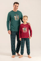Arnetta Holiday Party Erkek Baba Oğul Bordo Uzun Kol Pijama Takım AR3822-A-V1
