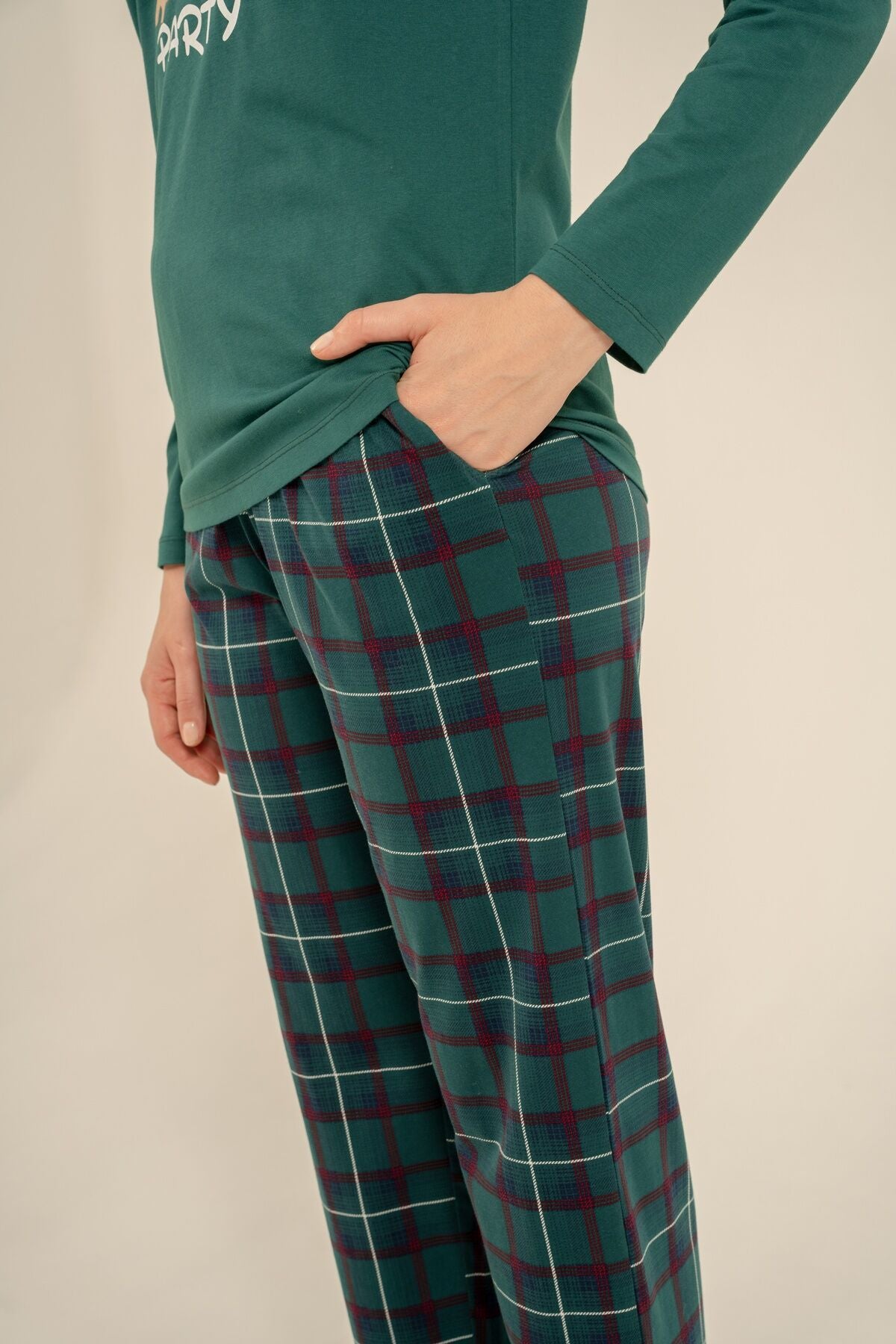 Arnetta Holidays Party Anne Kız Bordo Uzun Kol Pijama Takım AR3732-A-V1