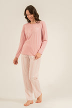 Arnetta Kadın Always Smile Pembe Uzun Kol Pijama Takımı AR3754-S-V1