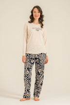 Arnetta Kadın Care Yourself Krem Uzun Kol Pijama Takım AR3738-S-V2