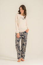 Arnetta Kadın Care Yourself Krem Uzun Kol Pijama Takım AR3738-S-V2