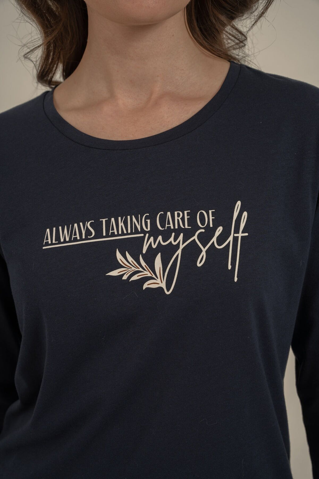 Arnetta Kadın Care Yourself Lacivert Uzun Kol Pijama Takım AR3738-S-V1