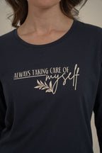 Arnetta Kadın Care Yourself Lacivert Uzun Kol Pijama Takım AR3738-S-V1