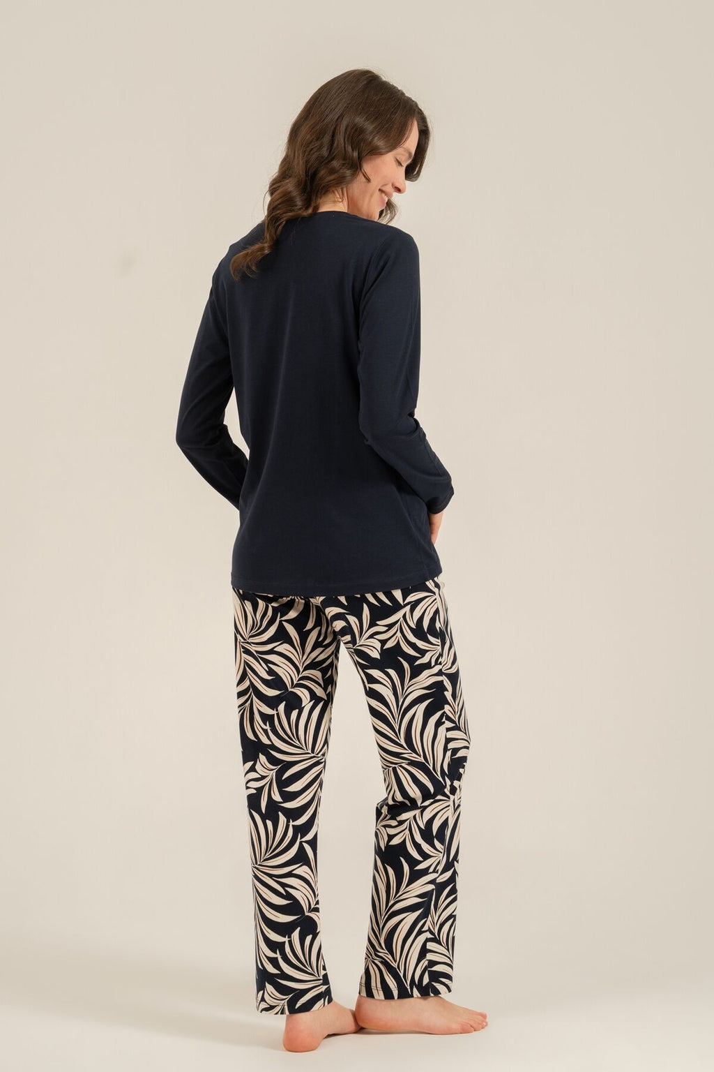 Arnetta Kadın Care Yourself Lacivert Uzun Kol Pijama Takım AR3738-S-V1