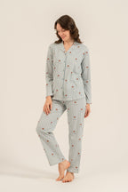 Arnetta Kadın Cute Puppy Yeşil Gömlek Pijama Takımı AR3735-S-V1