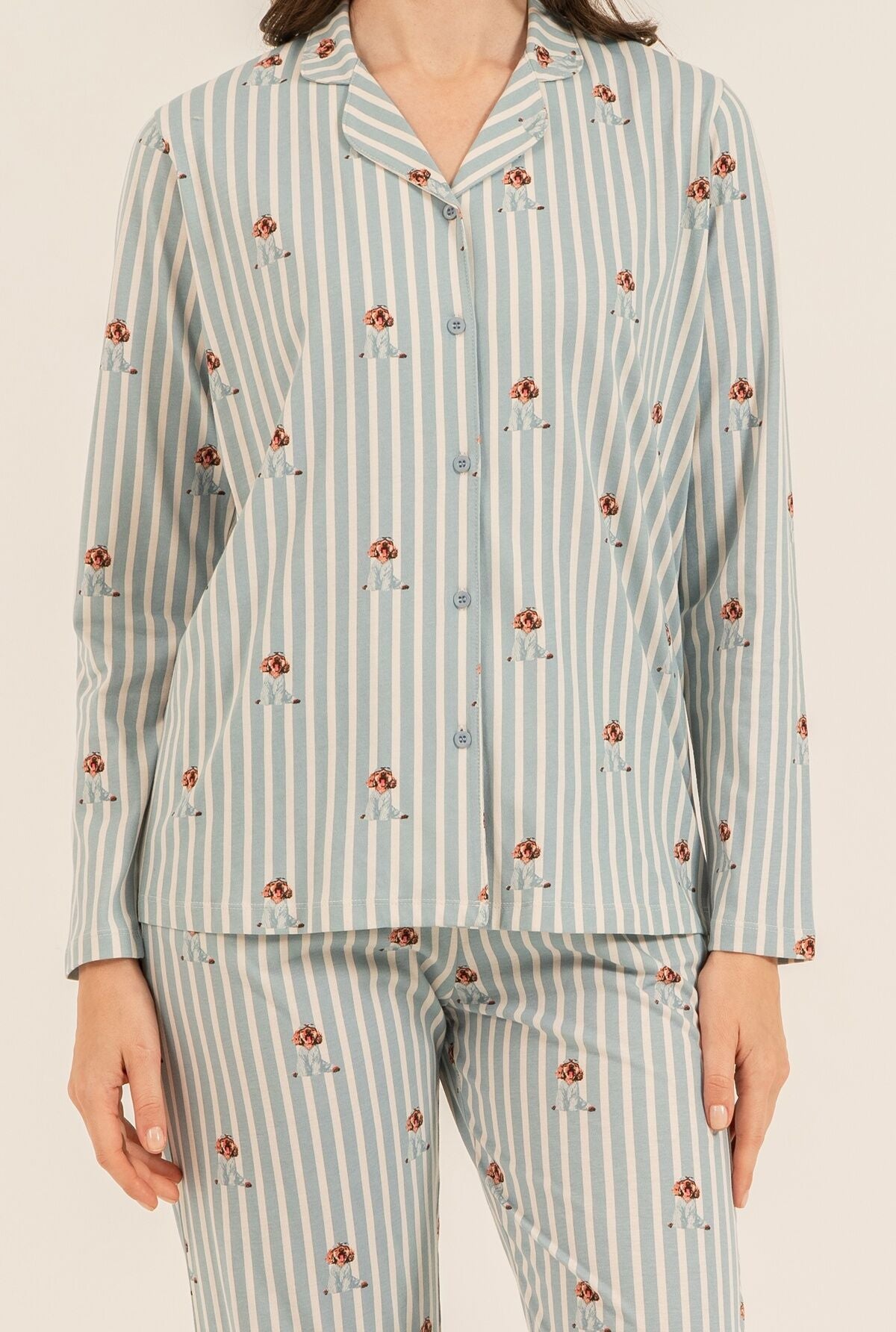 Arnetta Kadın Cute Puppy Yeşil Gömlek Pijama Takımı AR3735-S-V1