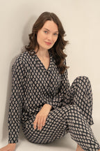 Arnetta Kadın Desenli Antrasit Gömlek Pijama Takımı AR3750-S-V1