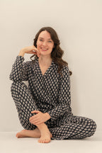 Arnetta Kadın Desenli Antrasit Gömlek Pijama Takımı AR3750-S-V1