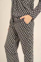 Arnetta Kadın Desenli Antrasit Gömlek Pijama Takımı AR3750-S-V1
