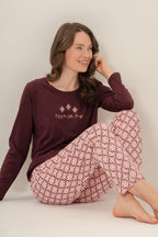 Arnetta Kadın Enjoy The Little Things Mor Uzun Kol Pijama Takım AR3759-S-V1