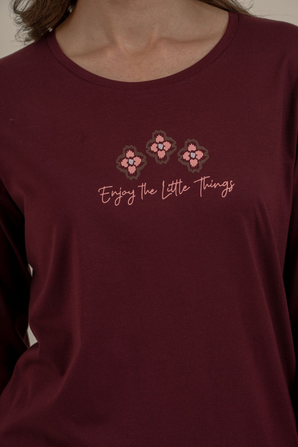 Arnetta Kadın Enjoy The Little Things Mor Uzun Kol Pijama Takım AR3759-S-V1