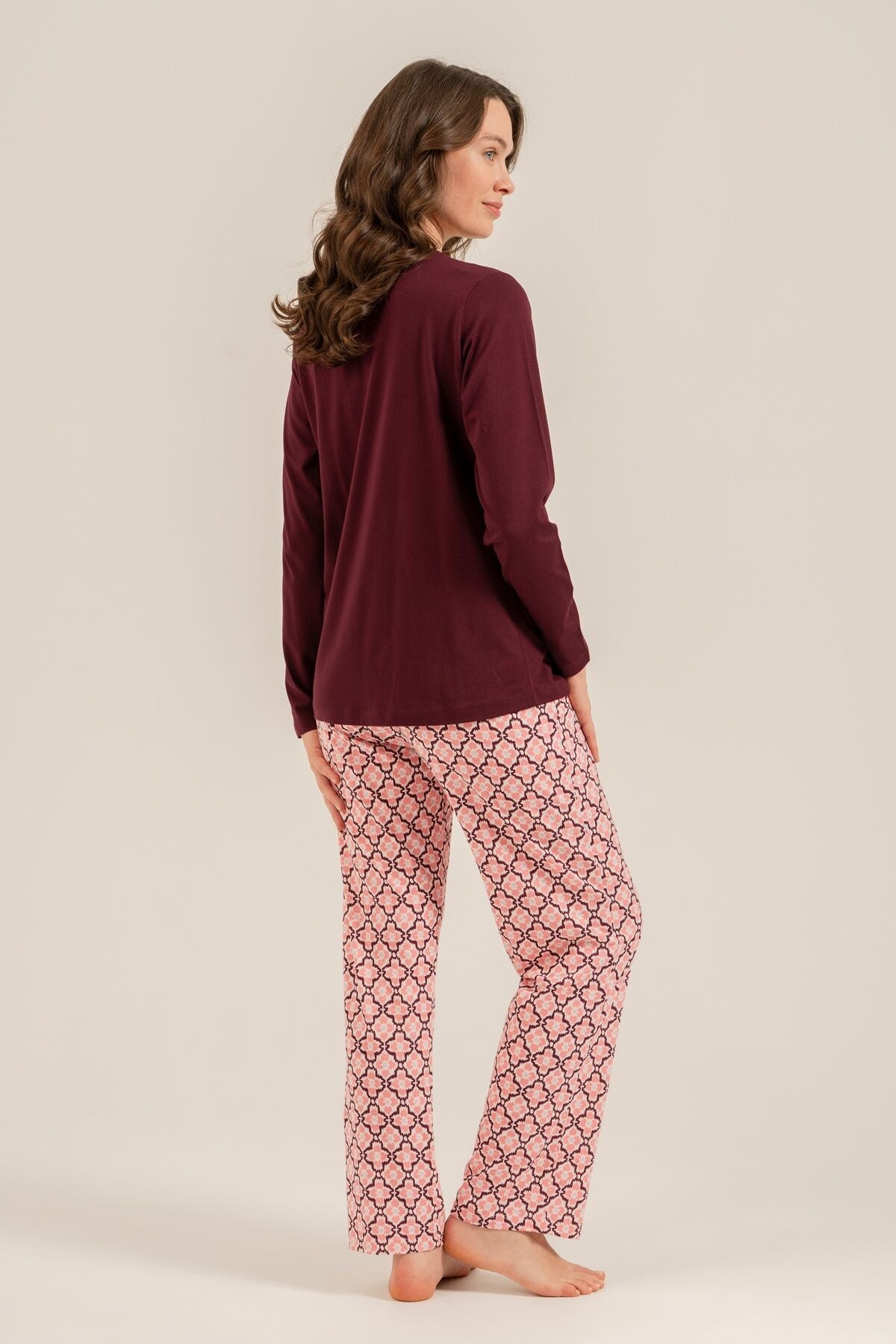 Arnetta Kadın Enjoy The Little Things Mor Uzun Kol Pijama Takım AR3759-S-V1