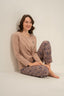 Arnetta Kadın Everyday Is A Fresh Start Kahverengi Uzun Kol Pijama Takım AR3769-S-V2