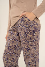 Arnetta Kadın Everyday Is A Fresh Start Kahverengi Uzun Kol Pijama Takım AR3769-S-V2