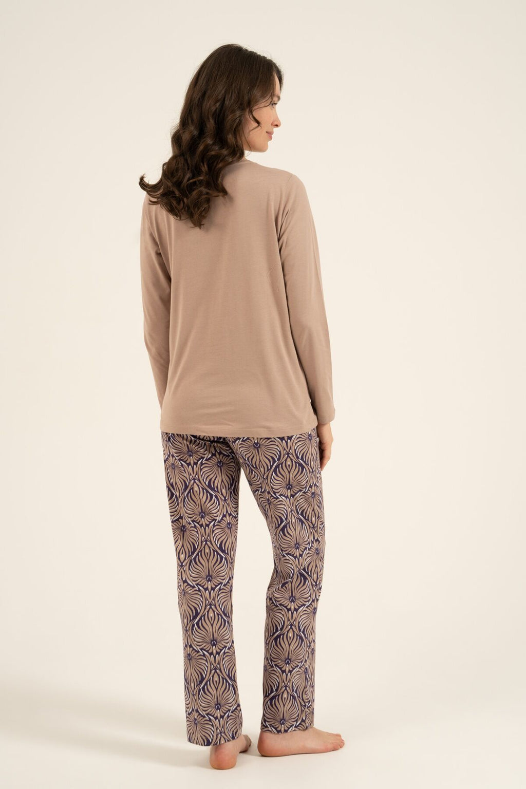 Arnetta Kadın Everyday Is A Fresh Start Kahverengi Uzun Kol Pijama Takım AR3769-S-V2