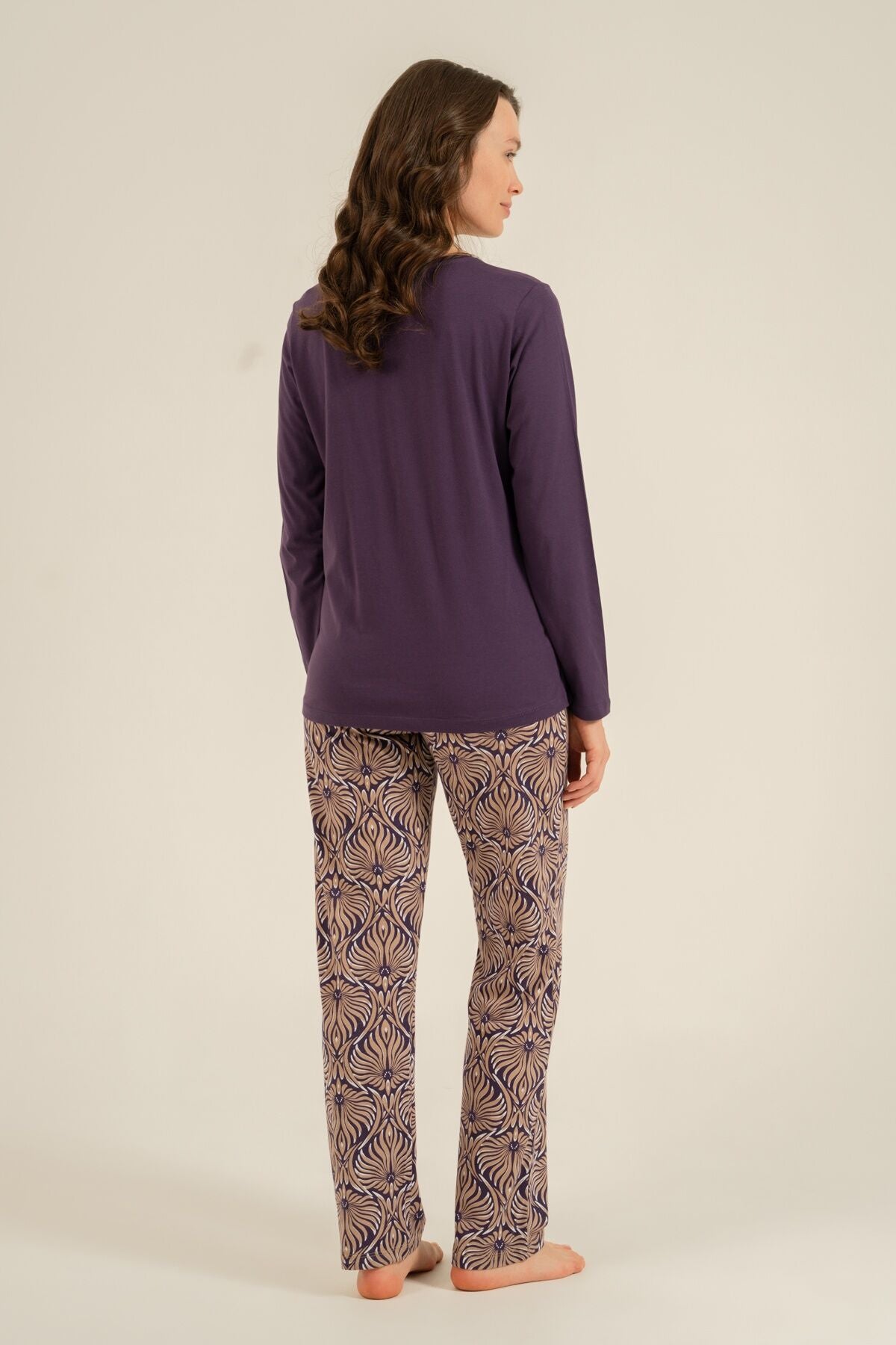 Arnetta Kadın Everyday Is A Fresh Start Mor Uzun Kol Pijama Takım AR3769-S-V1