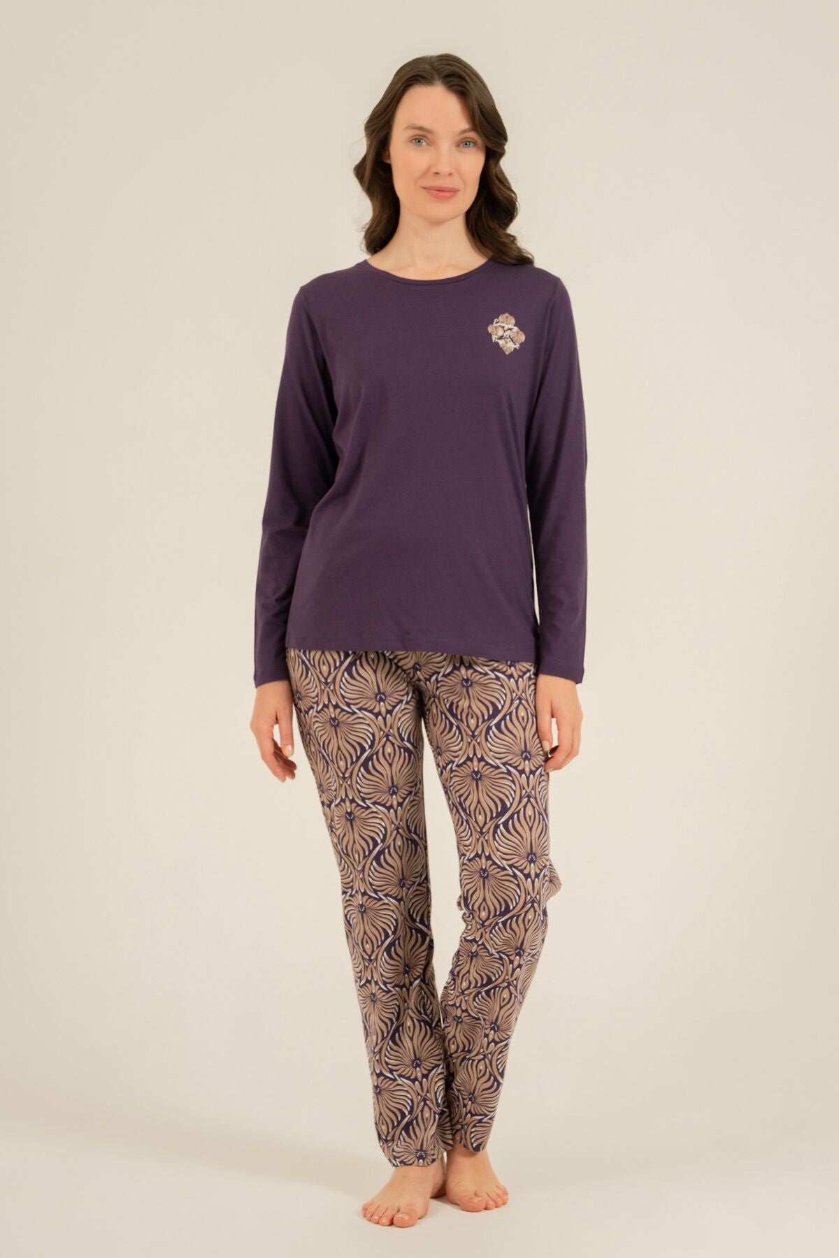 Arnetta Kadın Everyday Is A Fresh Start Mor Uzun Kol Pijama Takım AR3769-S-V1