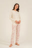 Arnetta Kadın Excuisite Flowers Krem Uzun Kol Pijama Takım AR3743-S-V1