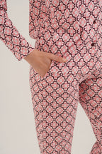 Arnetta Kadın Flowers Desenli Pembe Gömlek Pijama Takımı AR3761-S-V1