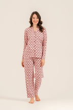 Arnetta Kadın Flowers Desenli Pembe Gömlek Pijama Takımı AR3761-S-V1
