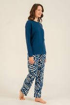Arnetta Kadın Good Things Are Coming Lacivert Uzun Kol Pijama Takım AR3765-S-V1