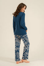 Arnetta Kadın Good Things Are Coming Lacivert Uzun Kol Pijama Takım AR3765-S-V1