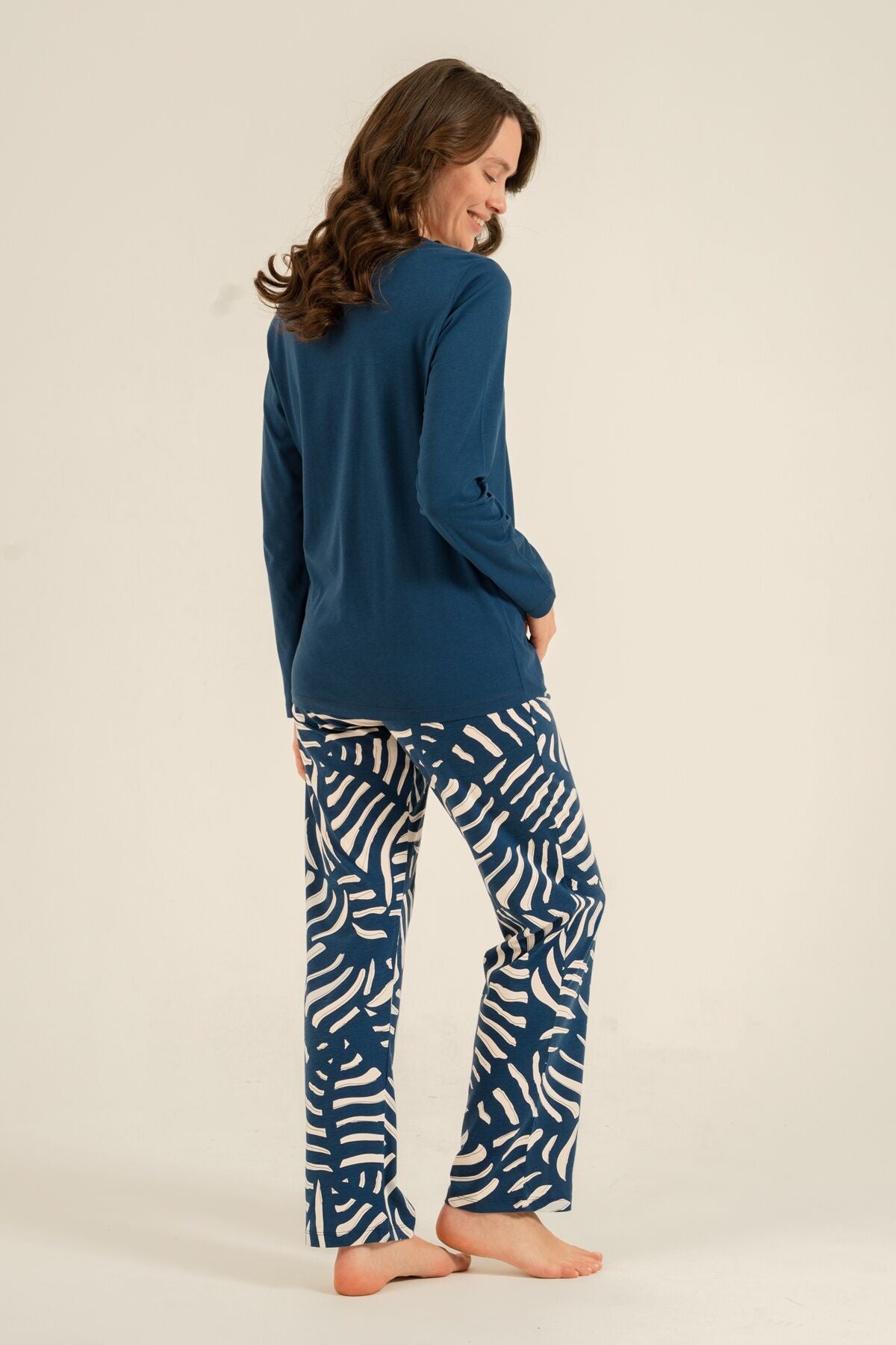 Arnetta Kadın Good Things Are Coming Lacivert Uzun Kol Pijama Takım AR3765-S-V1