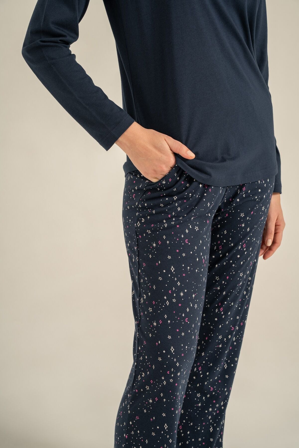 Arnetta Kadın Just Close Your Eyes Lacivert Uzun Kol Pijama Takım AR3774-S-V2