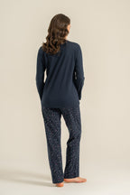 Arnetta Kadın Just Close Your Eyes Lacivert Uzun Kol Pijama Takım AR3774-S-V2