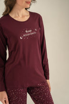 Arnetta Kadın Just Close Your Eyes Mor Uzun Kol Pijama Takım AR3774-S-V1