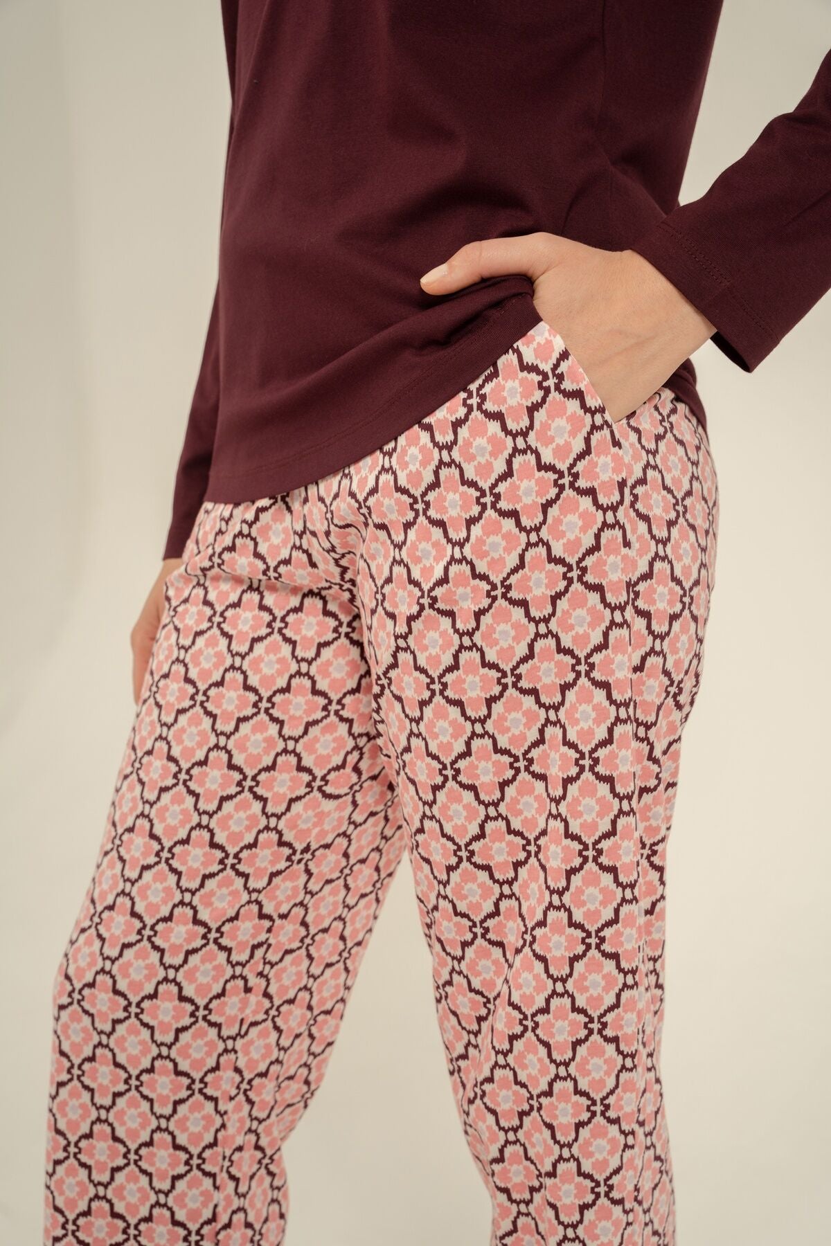 Arnetta Kadın Live Love Sparkle Mor Uzun Kol Pijama Takım AR3760-S-V1