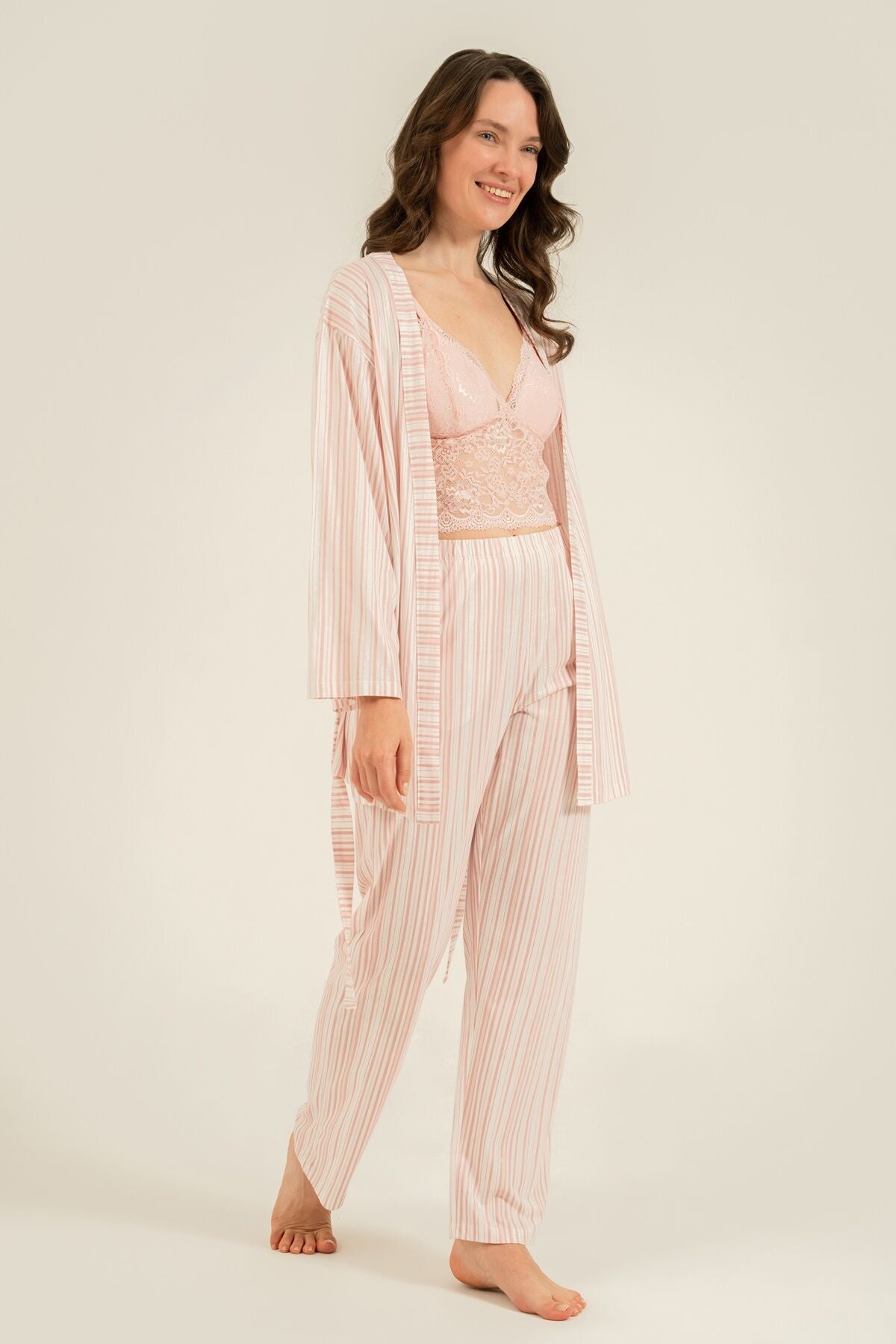 Arnetta Kadın Pembe Braletli Pijama Takımı AR3756-S-V1