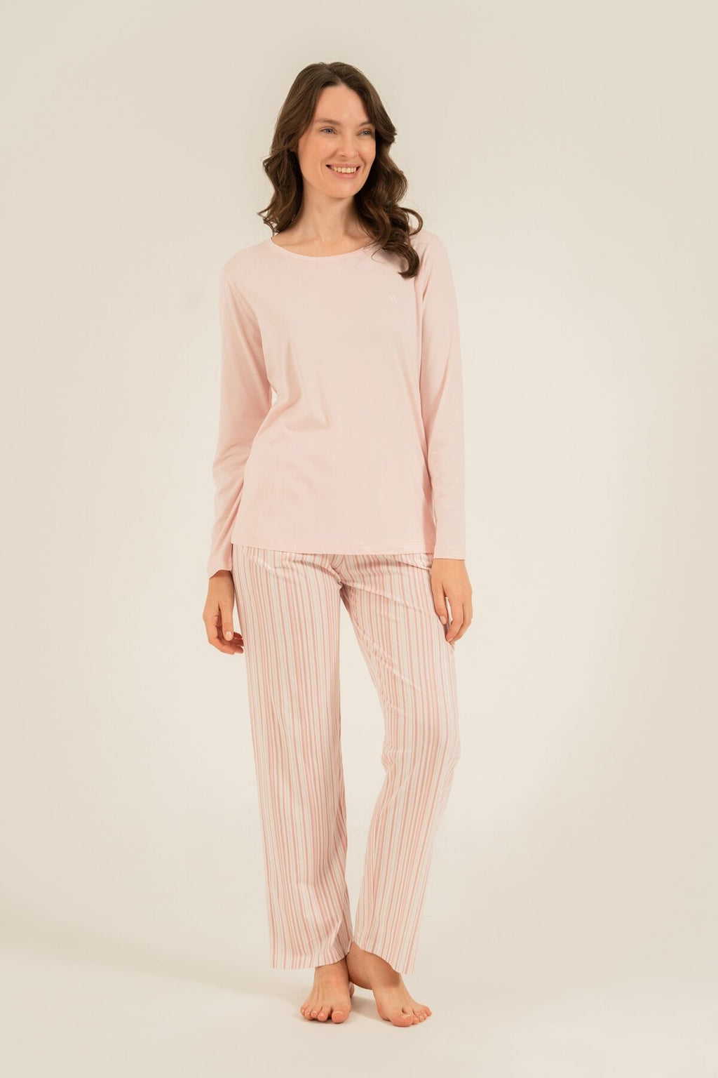 Arnetta Kadın Pembe Uzun Kol Pijama Takım AR3753-S-V1