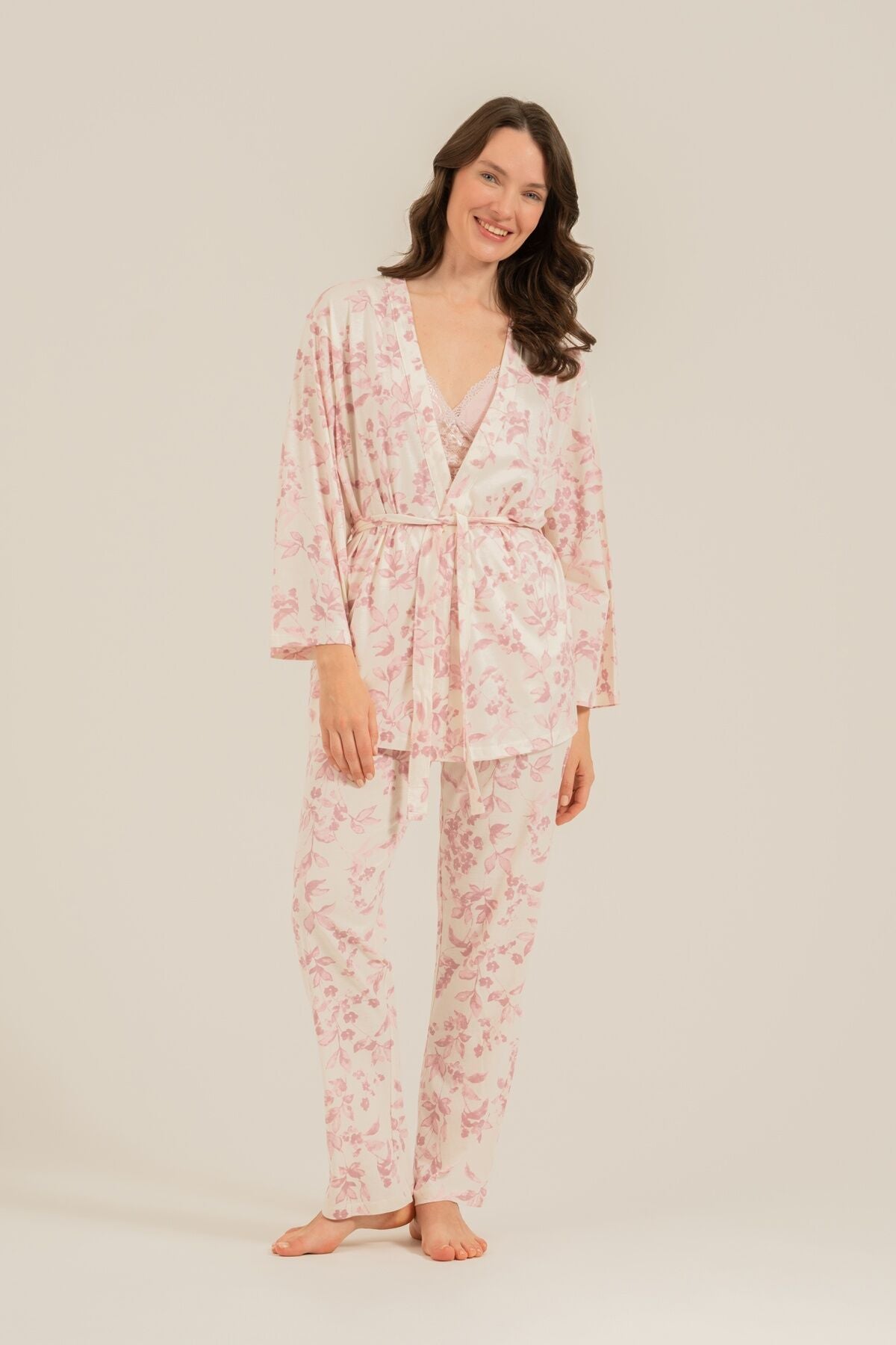 Arnetta Kadın Roses Krem Braletli Pijama Takımı AR3746-S-V1