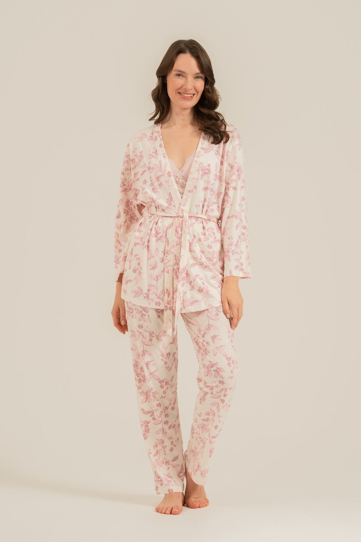 Arnetta Kadın Roses Krem Braletli Pijama Takımı AR3746-S-V1