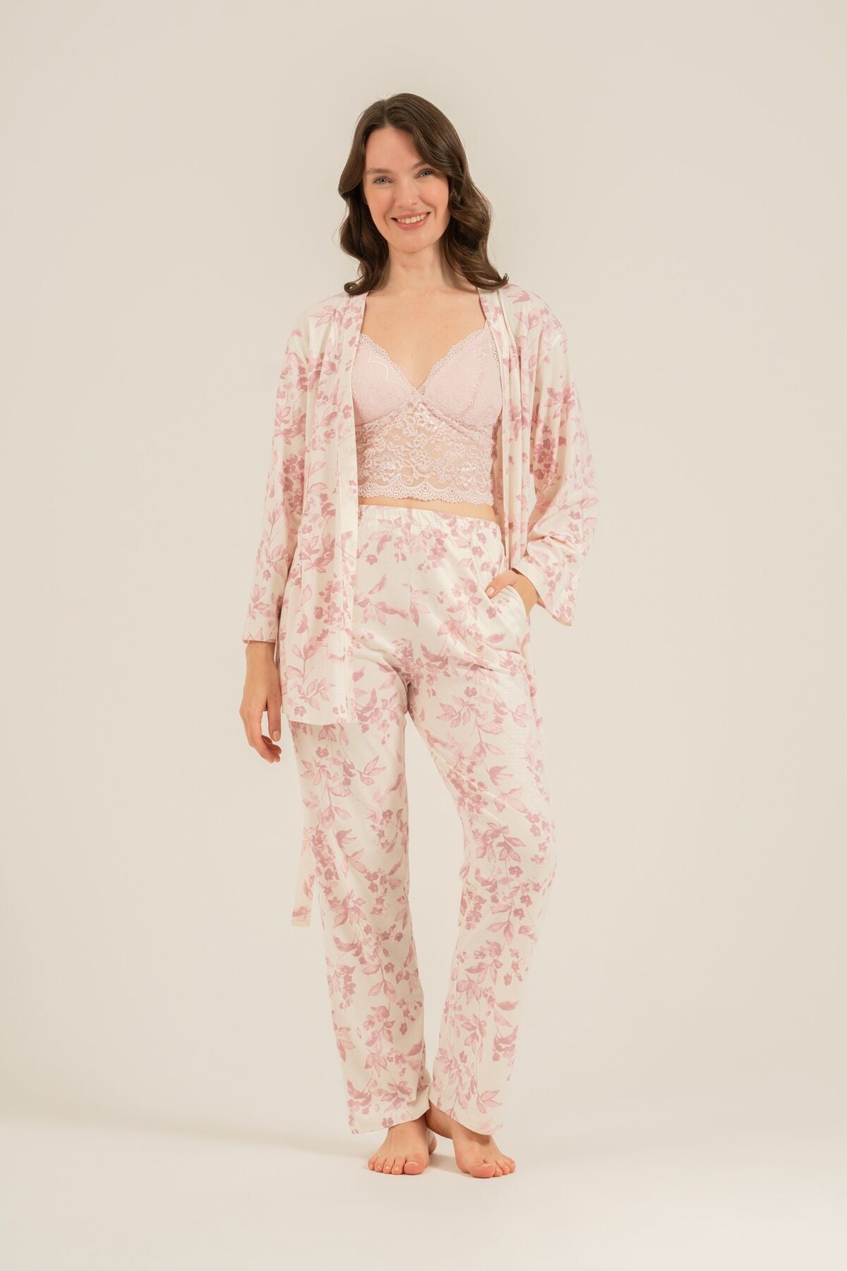 Arnetta Kadın Roses Krem Braletli Pijama Takımı AR3746-S-V1
